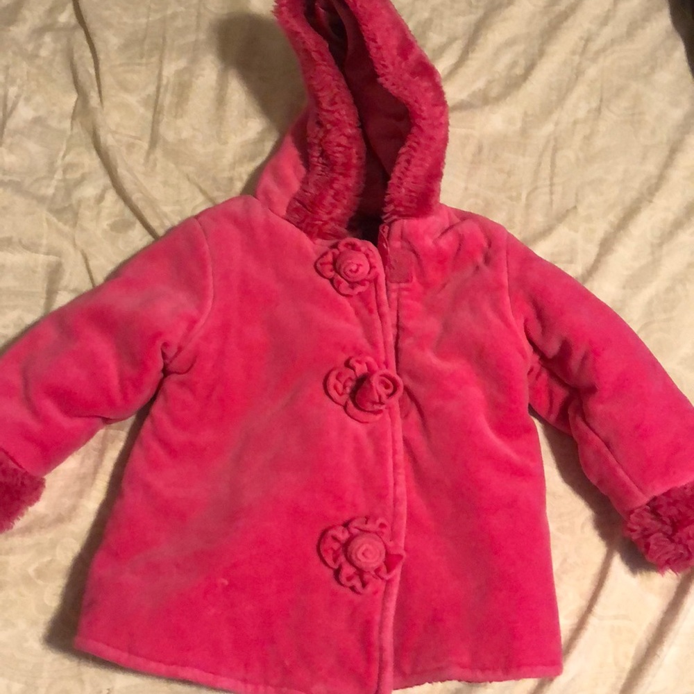Girls pink winter jacket, size 18m